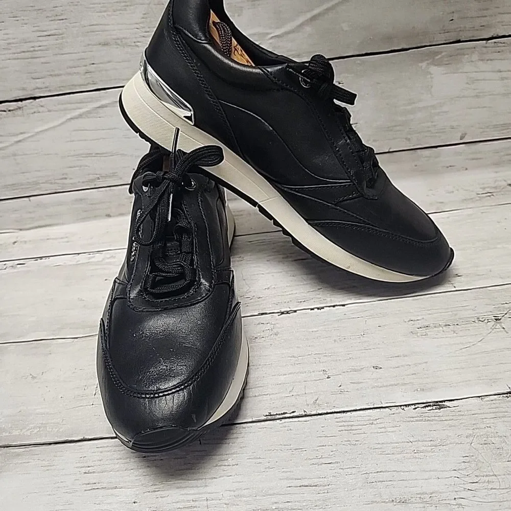 Michael Kors Allie Stride Trainer Smooth Leather Black Sneakers Women's 9.5M